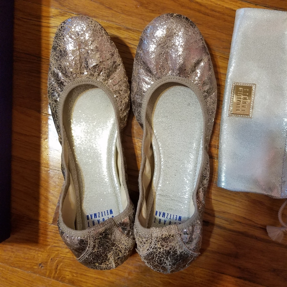 Stuart Weitzman Gold Flats